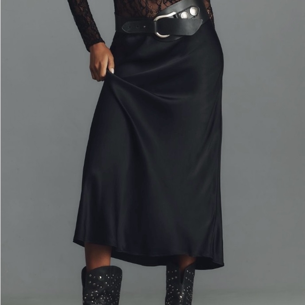 Anthropologie Purple Satin Skirt